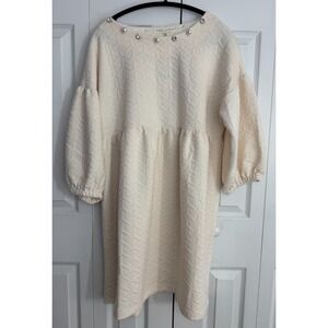 NWT Simply Southern Quilted Vanilla Oversized Dress Women's Medium Ivory Pearl